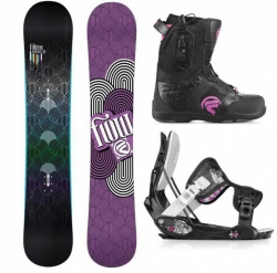 Dámský snowboard komplet FLOW, rychlé zapínání vázání a utahování bot