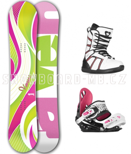  Dámský snowboard komplet Raven Venus green/pink - VÝPRODEJ