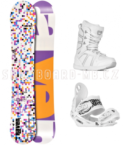 Dámský snowboardový komplet Raven Grid white - VÝPRODEJ