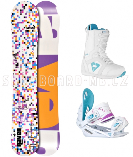  Dámský snowboard komplet Raven Grid white - VÝPRODEJ