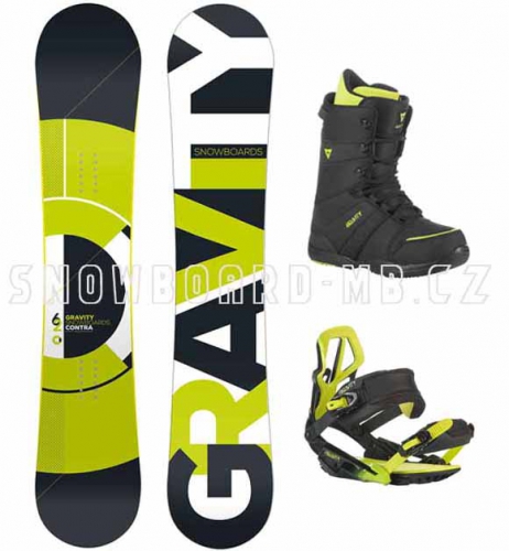 Snowboard komplet Gravity Contra lime - VÝPRODEJ