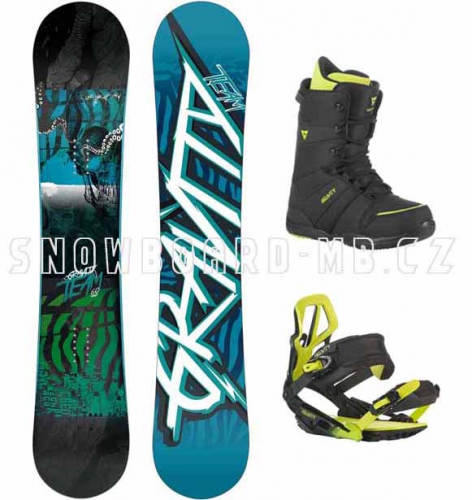 Snowboard komplet Gravity Team lime 2015/16 - VÝPRODEJ