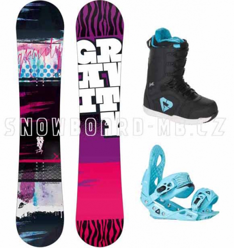 Dětský snowboard komplet Gravity Fairy blue (větší boty)
