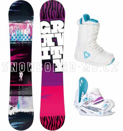 Dětský snowboard komplet Gravity Fairy white (větší boty)