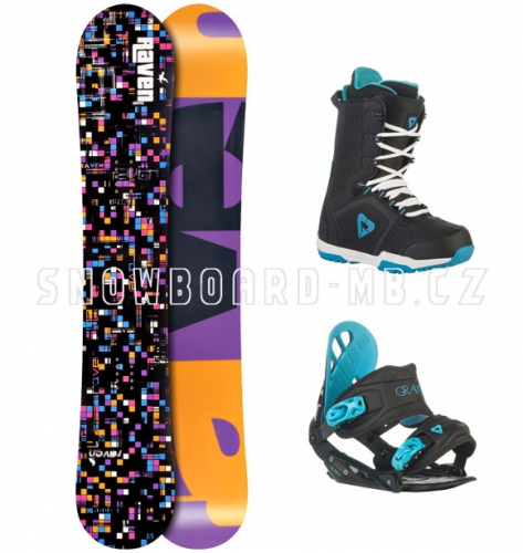 Dámský snowboard komplet Raven Grid black - VÝPRODEJ