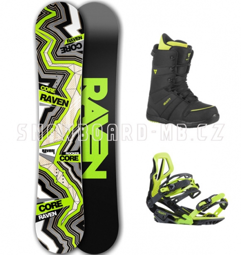 Snowboard komplet Raven Core Carbon zelený