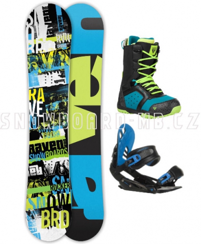 Snowboard komplet Raven Grunge blue - VÝPRODEJ