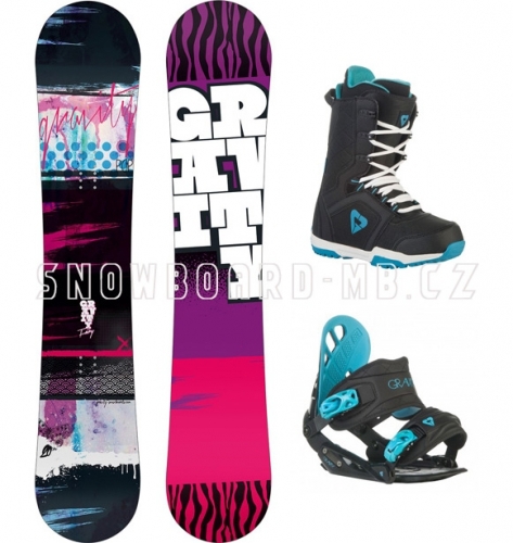 Dívčí snowboard komplet Gravity Fairy black (větší boty) - VÝPRODEJ