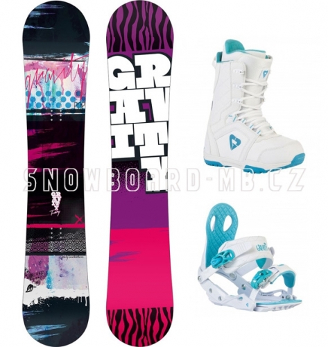 Dívčí snowboard komplet Gravity Fairy white (větší boty)