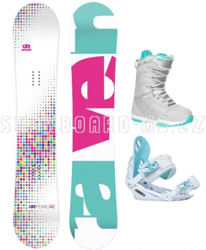 Dívčí snowboard komplet Raven Pearl white 2017