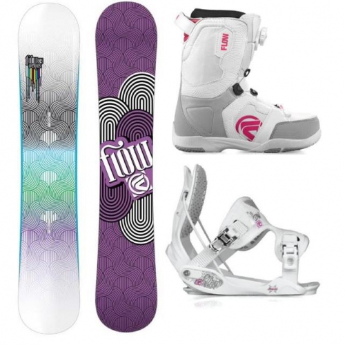 Dámský snowboard komplet FLOW Venus white, boty Boa
