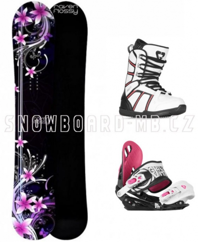 Dámský snowboard komplet Raven Flossy white - VÝPRODEJ