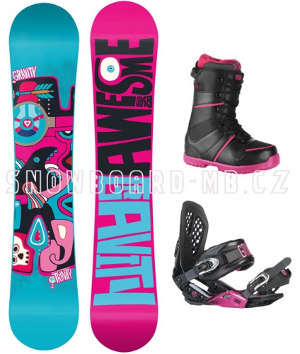 Dámský snowboard komplet Gravity Trinity pink